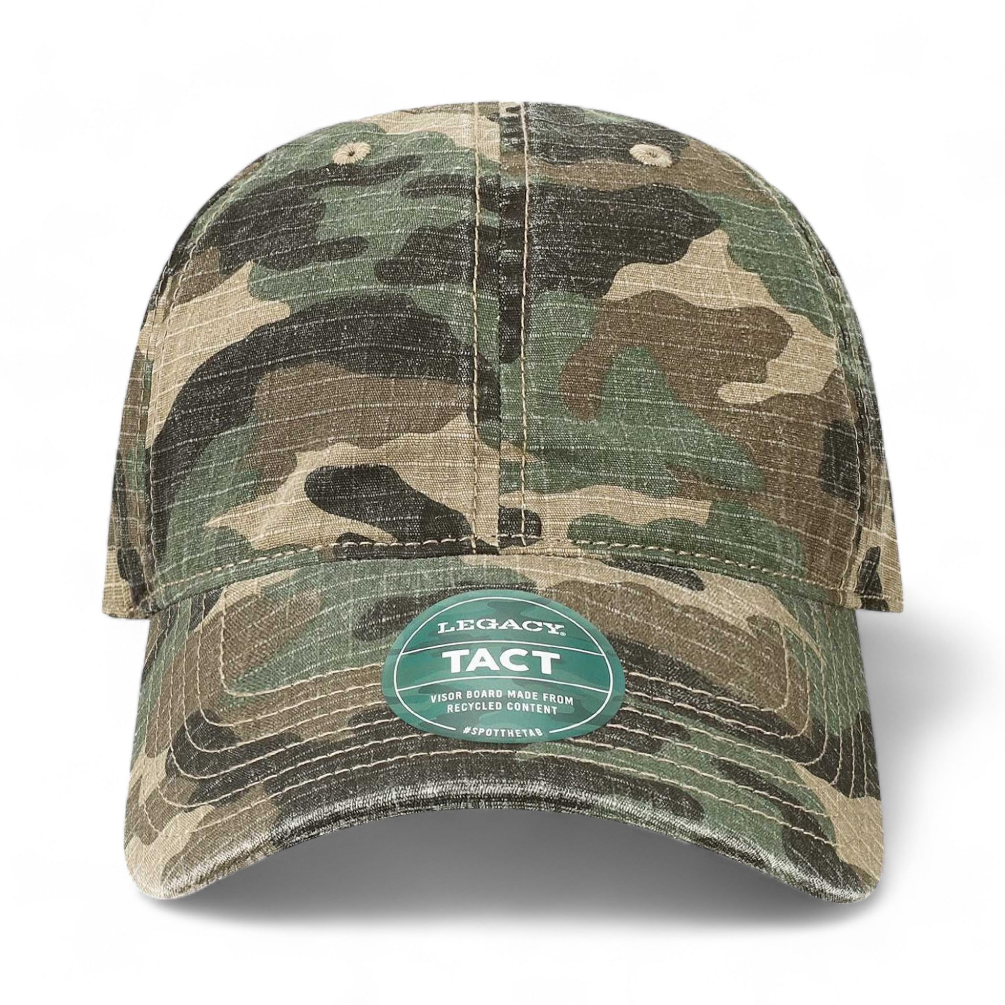 Front view of LEGACY TACT custom hat in army camo