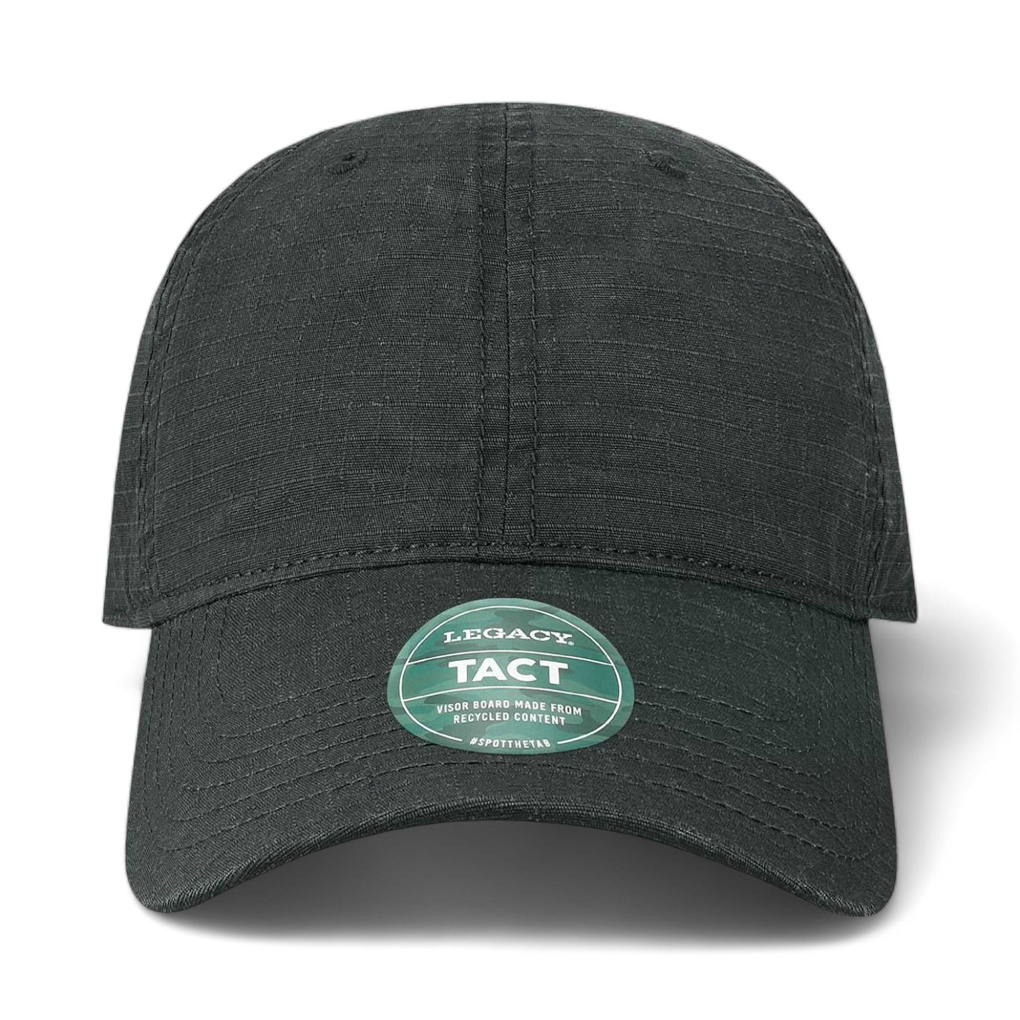 Front view of LEGACY TACT custom hat in black