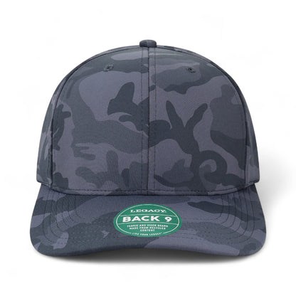 Front view of Legacy B9A custom hat in midnight camo