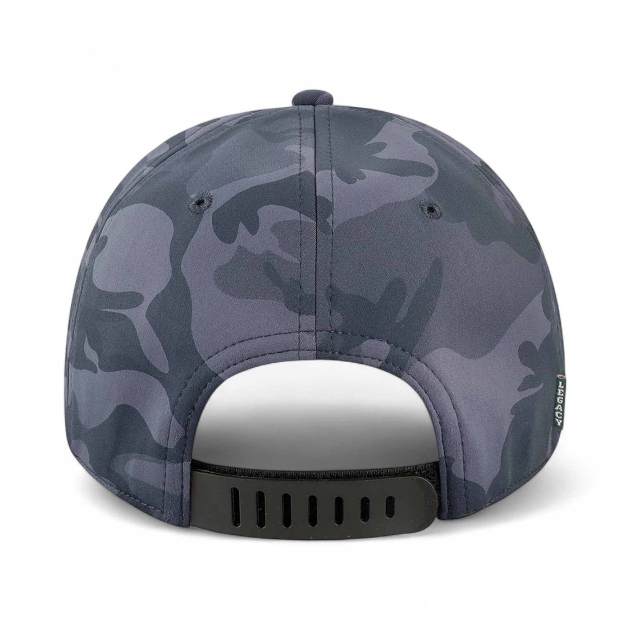 Back view of Legacy B9A custom hat in midnight camo