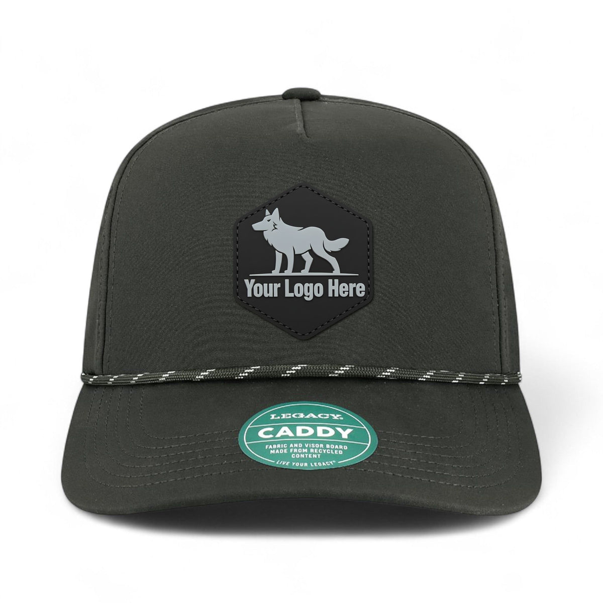 PVC patch preview of Legacy CADDY custom hat in black