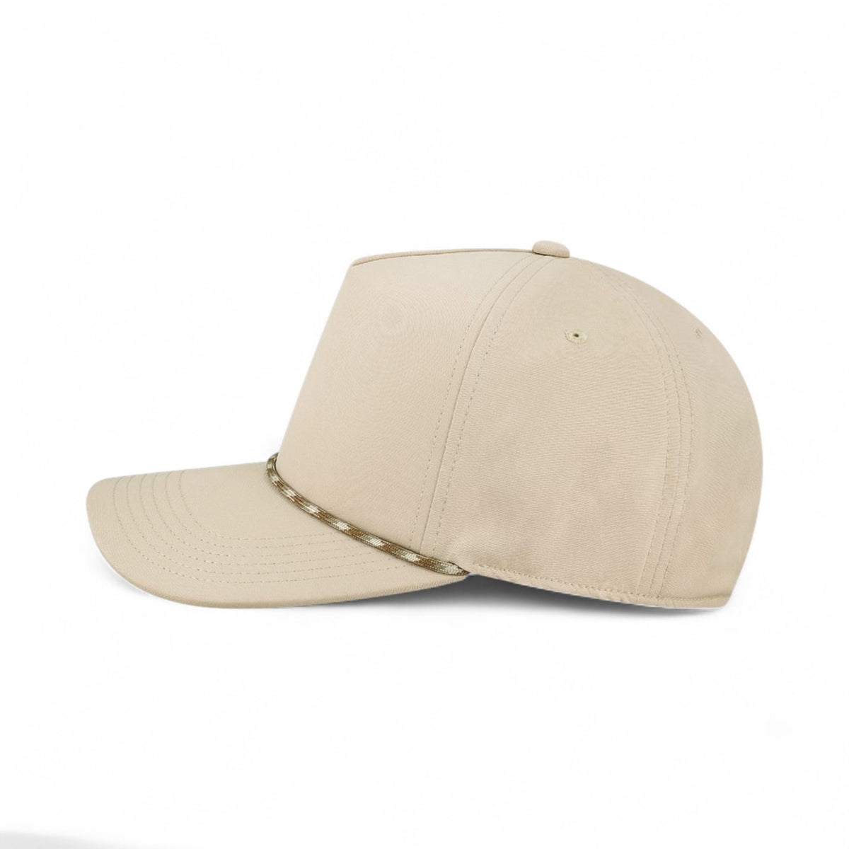 Left side view of Legacy CADDY custom hat in stone