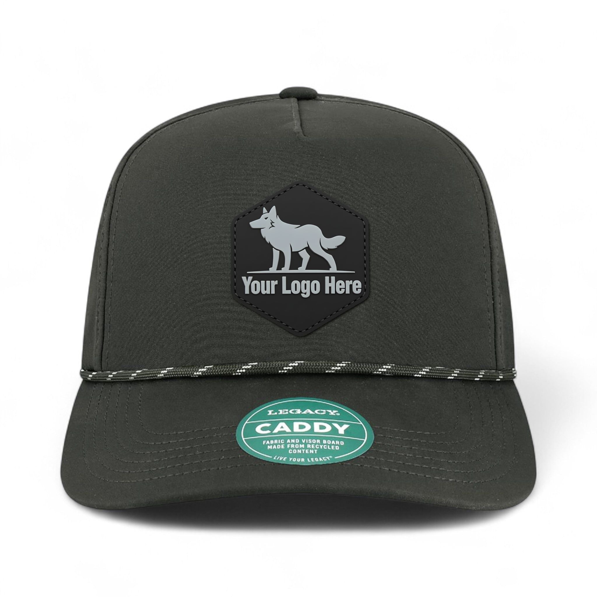 PVC patch preview of Legacy CADDY custom hat in black