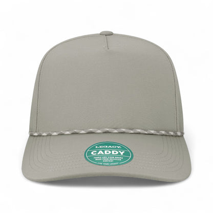 Front view of Legacy CADDY custom hat in grey