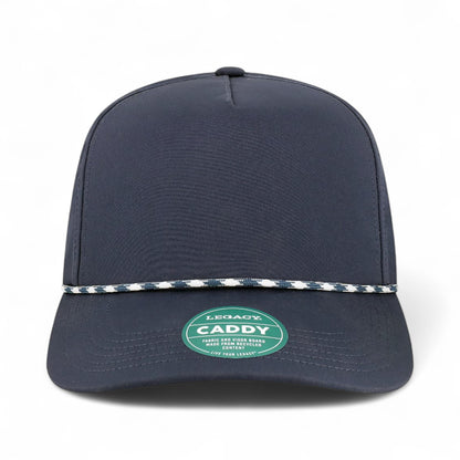 Front view of Legacy CADDY custom hat in navy