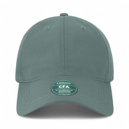 Front view of LEGACY CFA custom hat in blue steel