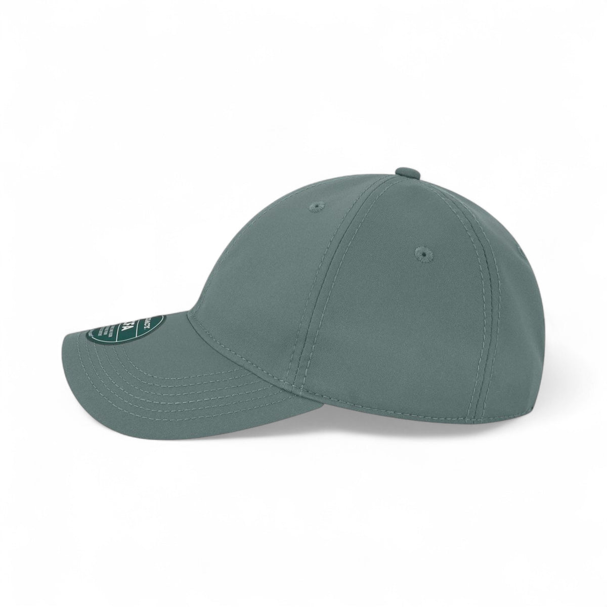 Left side view of Legacy CFA custom hat in blue steel