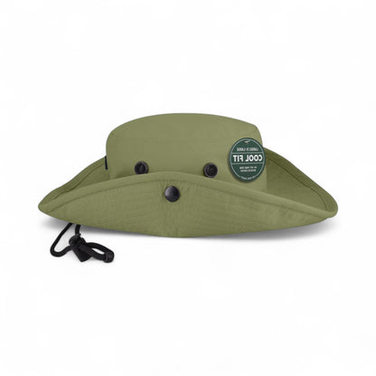 Right side view of Legacy CFB custom hat in moss green