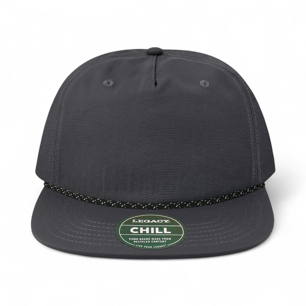 Front view of Legacy CHILL custom hat in black