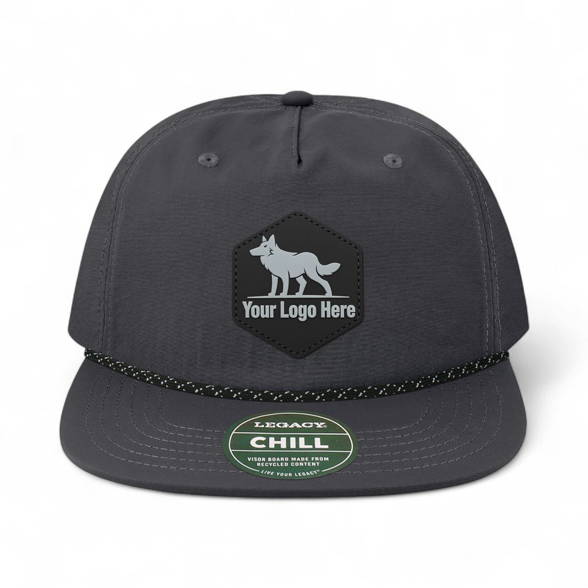 PVC patch preview of Legacy CHILL custom hat in black