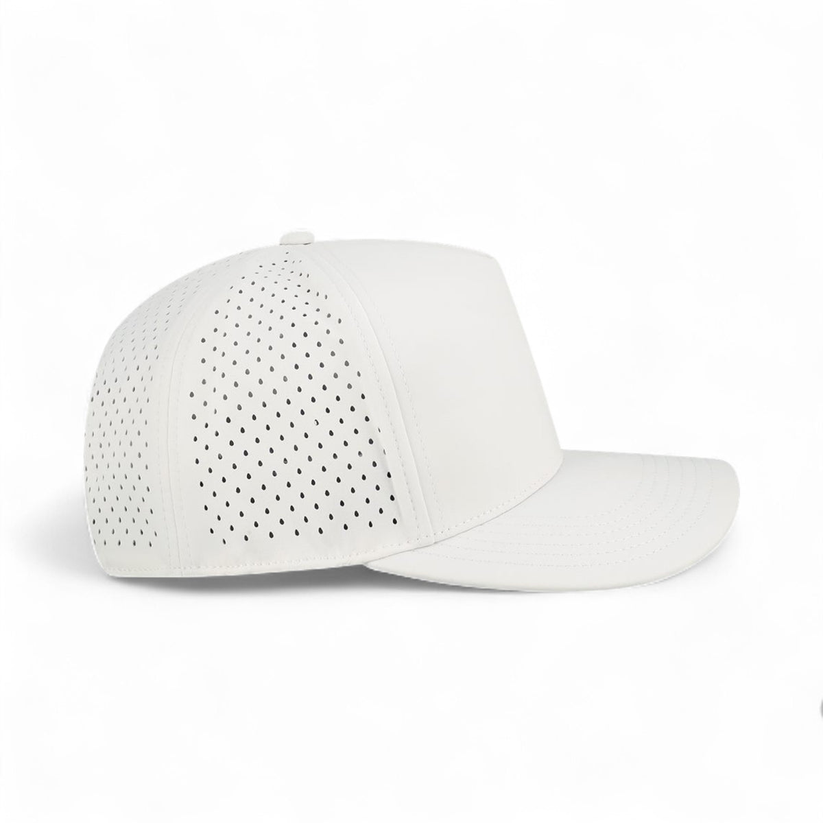 Right side view of Legacy CUT custom hat in white