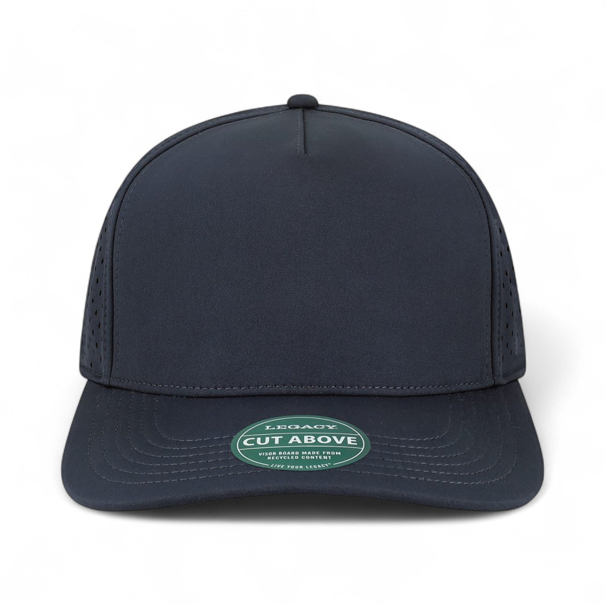Front view of Legacy CUT custom hat in navy