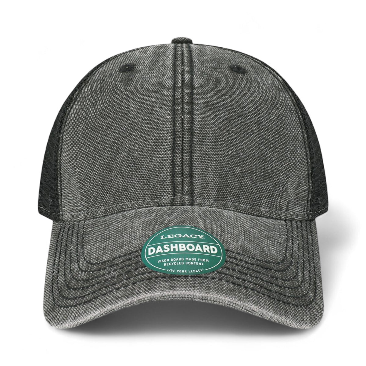 Front view of LEGACY DTA custom hat in black