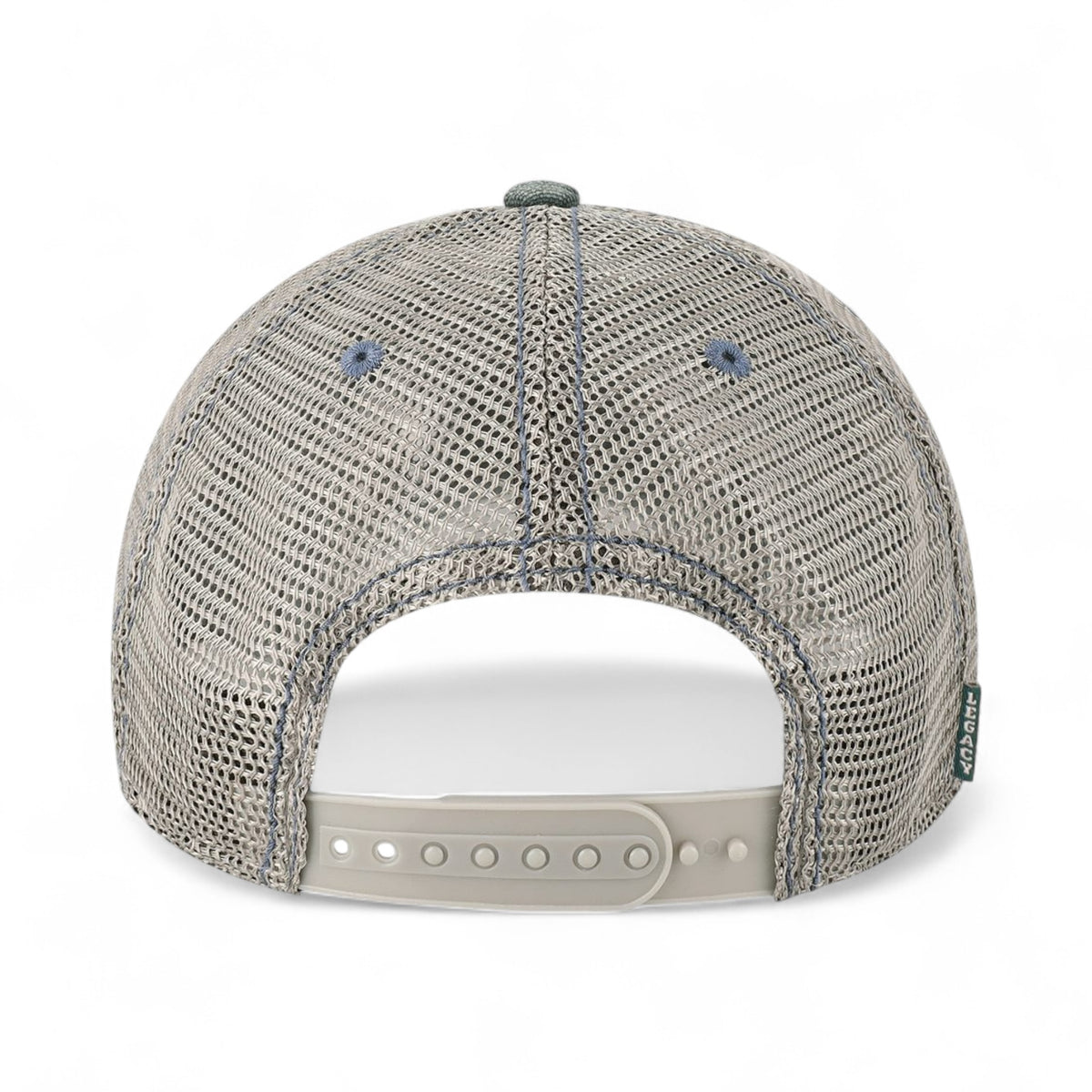 Back view of LEGACY DTA custom hat in blue steel and grey
