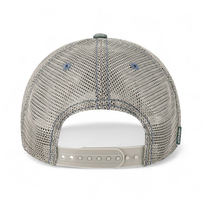 Back view of LEGACY DTA custom hat in blue steel and grey