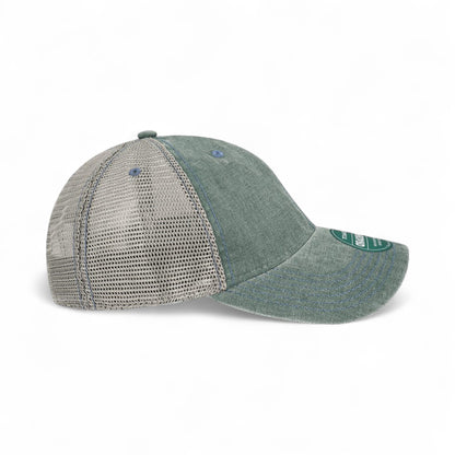 Right side view of Legacy DTA custom hat in blue steel and grey