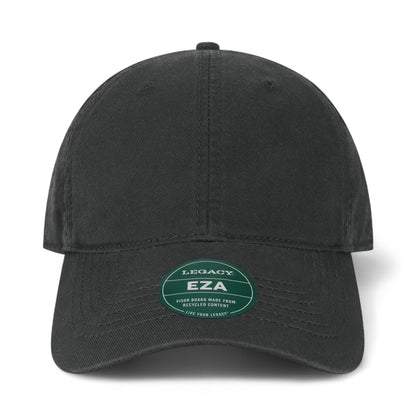 Front view of LEGACY EZA custom hat in black
