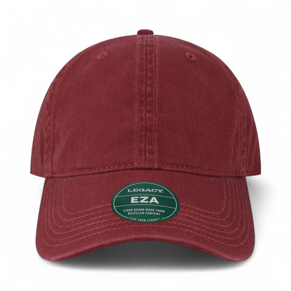 Front view of LEGACY EZA custom hat in burgundy