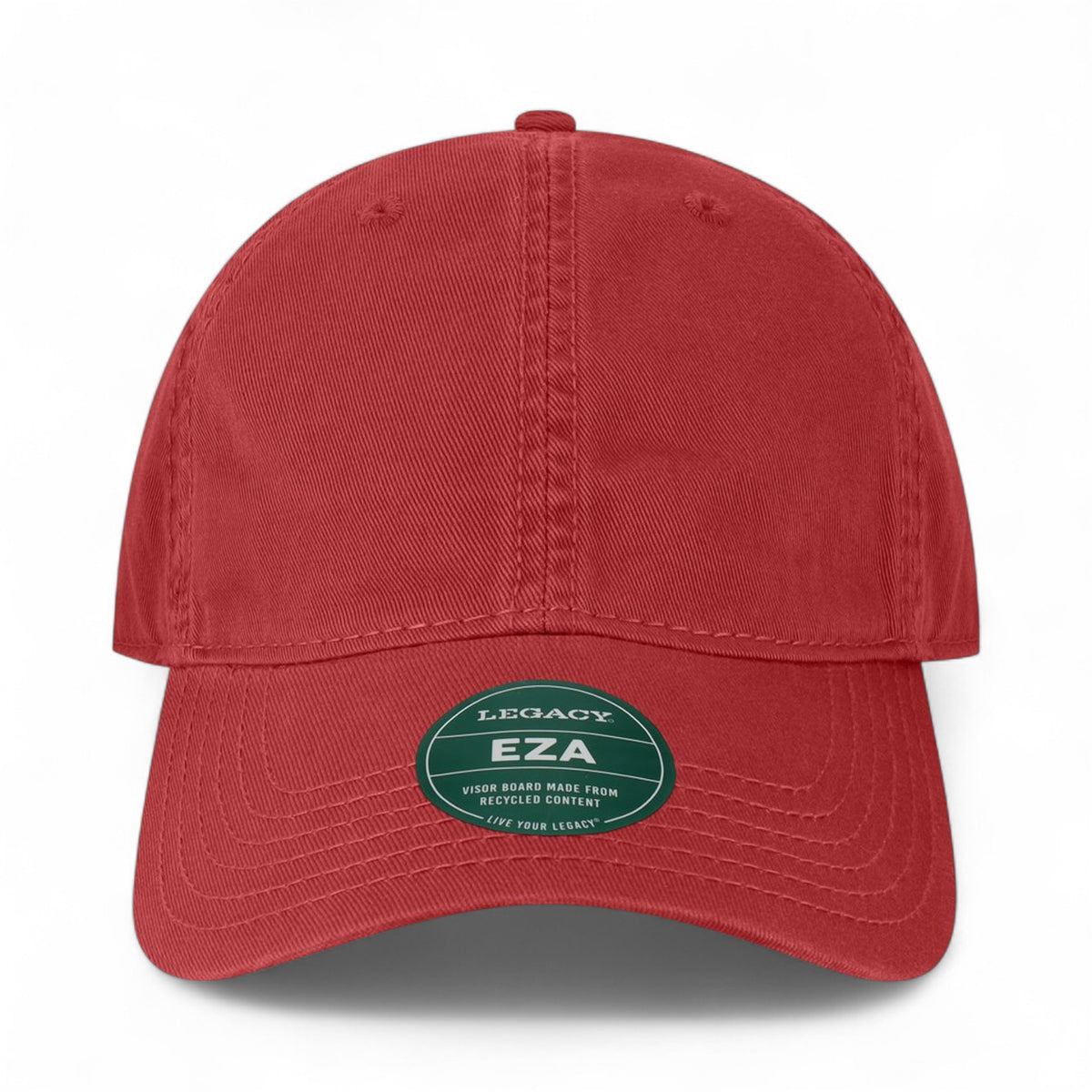 Front view of LEGACY EZA custom hat in cardinal