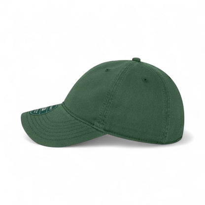Left side view of Legacy EZA custom hat in dark green