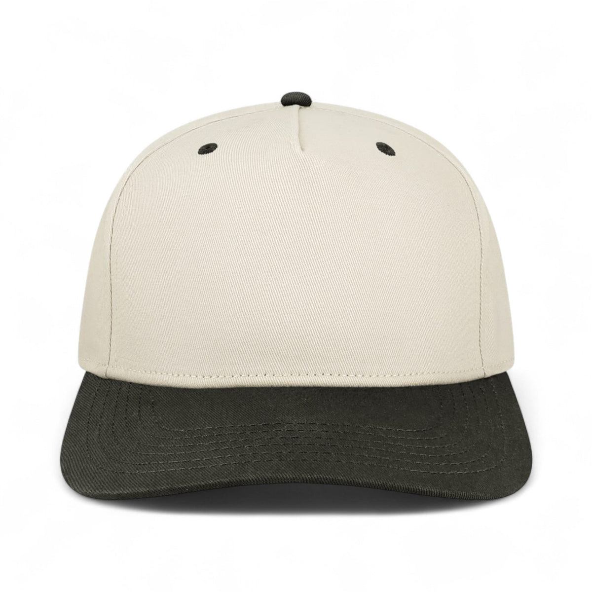 Front view of Legacy HTA custom hat in stone and black
