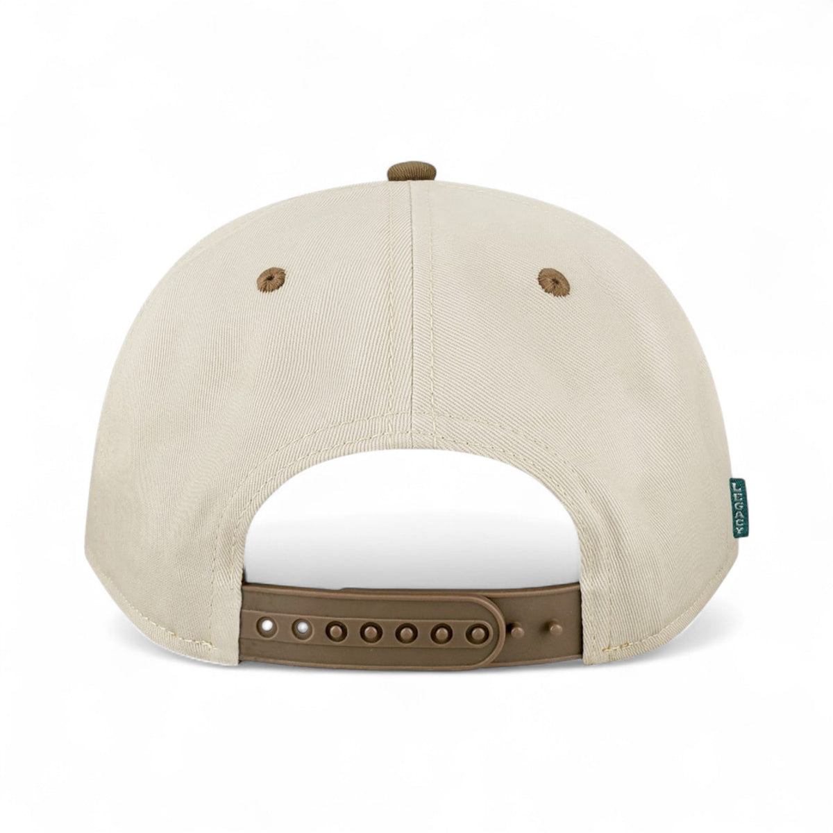 Back view of Legacy HTA custom hat in stone and brown
