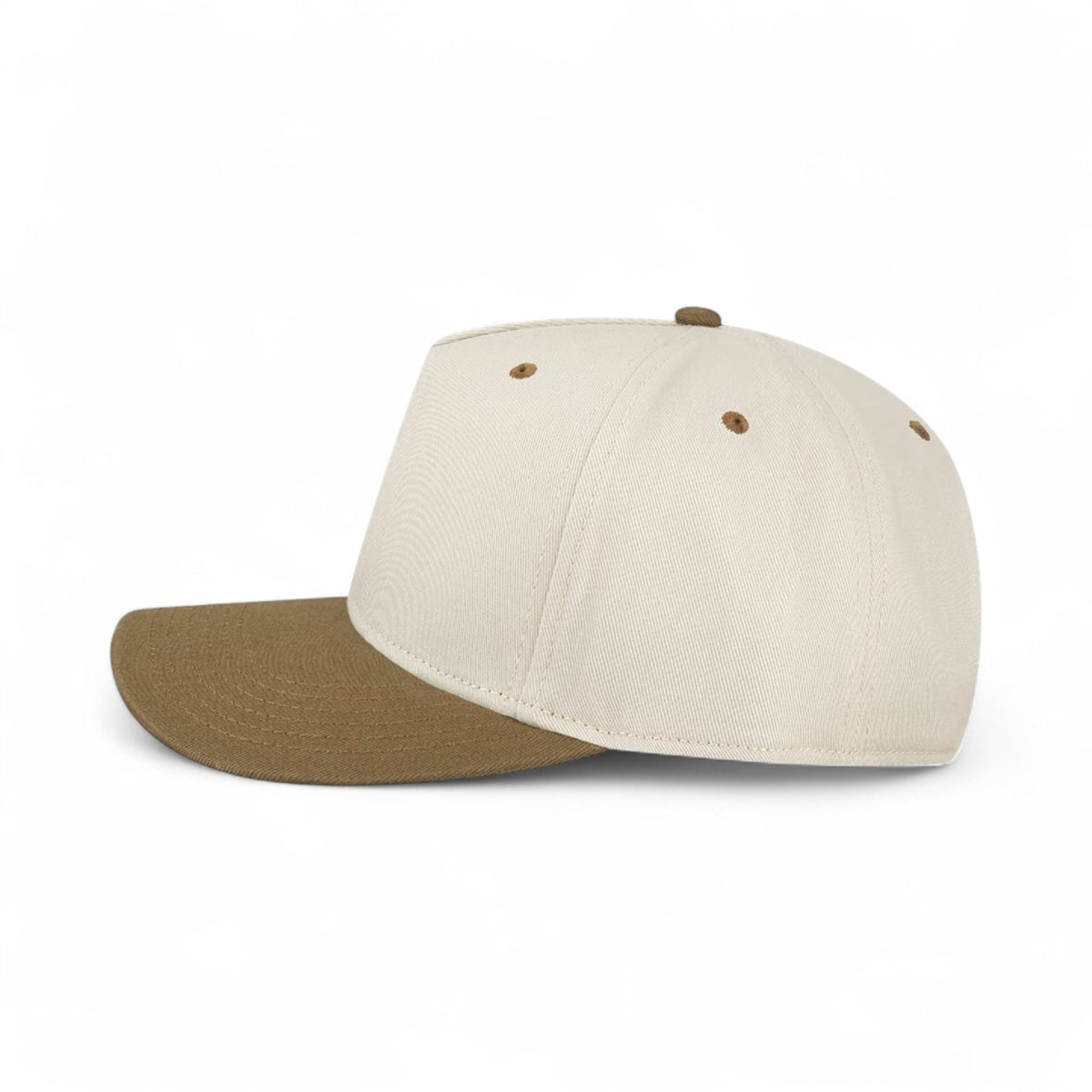 Left side view of Legacy HTA custom hat in stone and brown