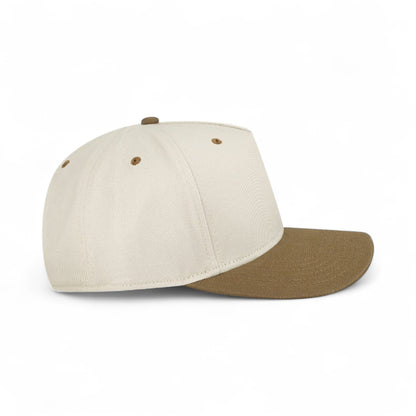 Right side view of Legacy HTA custom hat in stone and brown