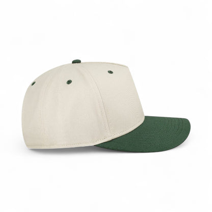 Right side view of Legacy HTA custom hat in stone and dark green