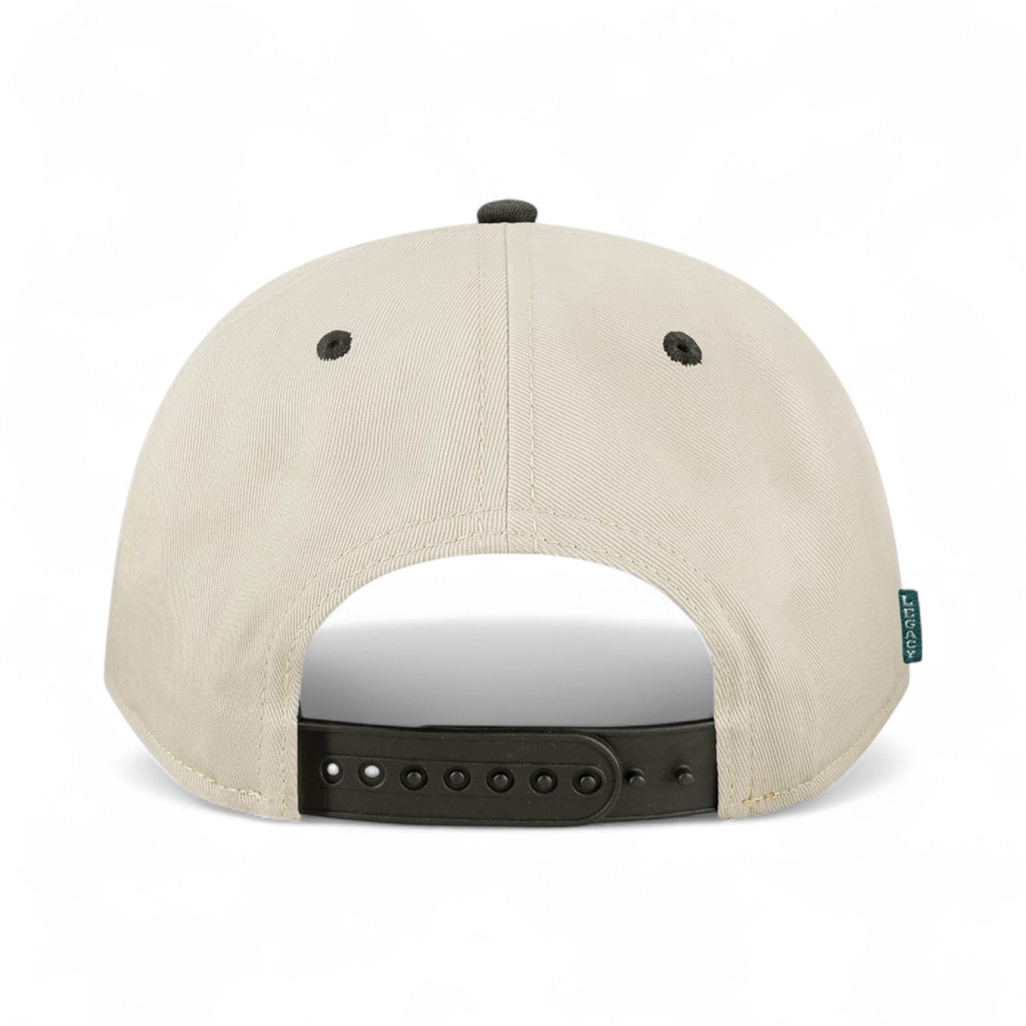Back view of Legacy HTA custom hat in stone and black