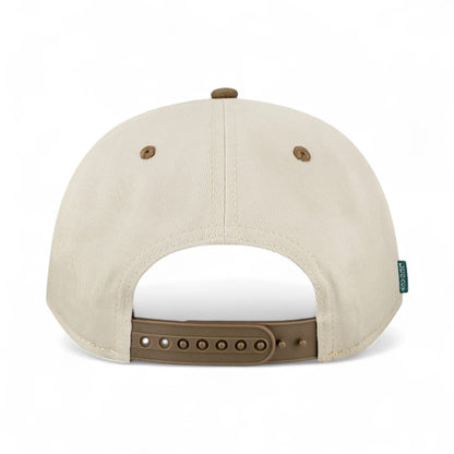 Back view of Legacy HTA custom hat in stone and brown