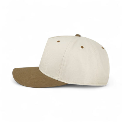Left side view of Legacy HTA custom hat in stone and brown