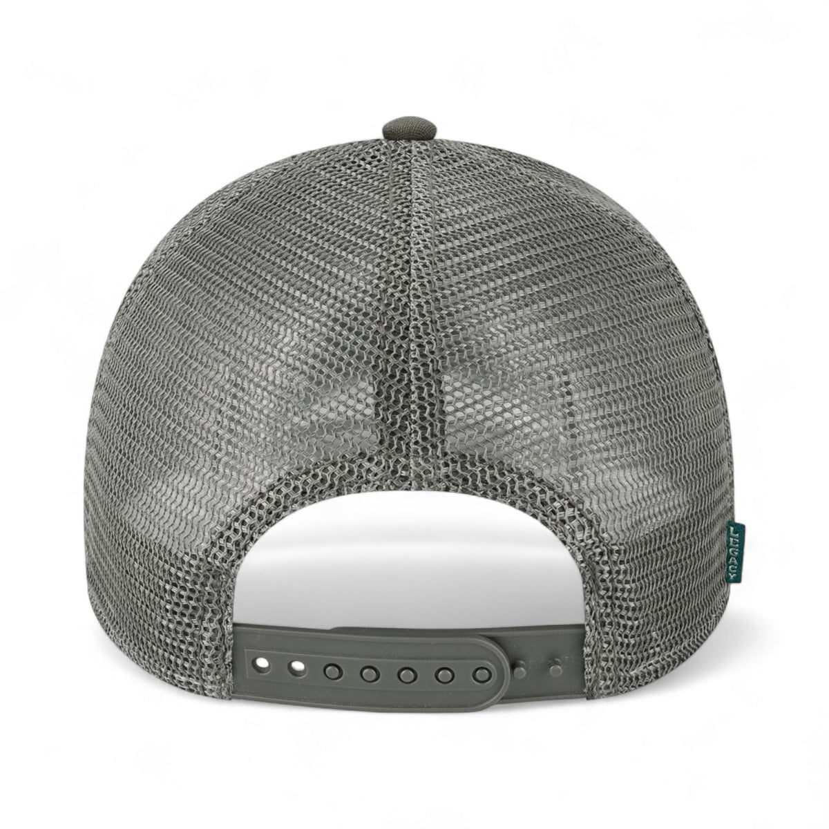 Back view of LEGACY LPS custom hat in dark grey and dark grey