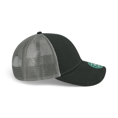 Right side view of Legacy LPS custom hat in black and dark grey