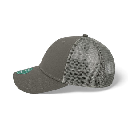 Left side view of Legacy LPS custom hat in dark grey and dark grey
