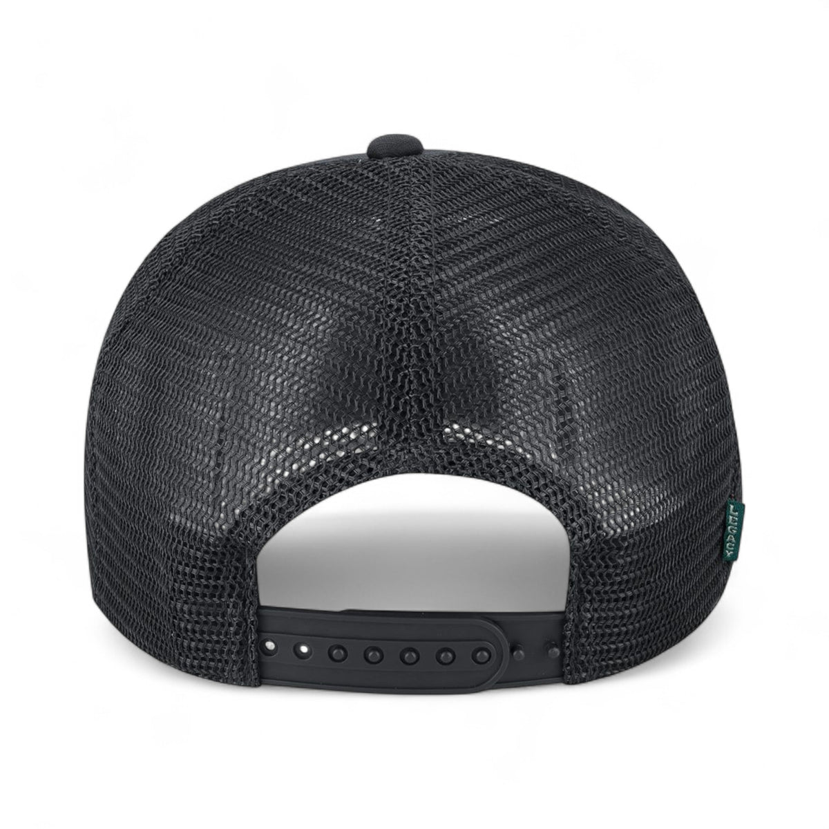 Back view of LEGACY LTA custom hat in black