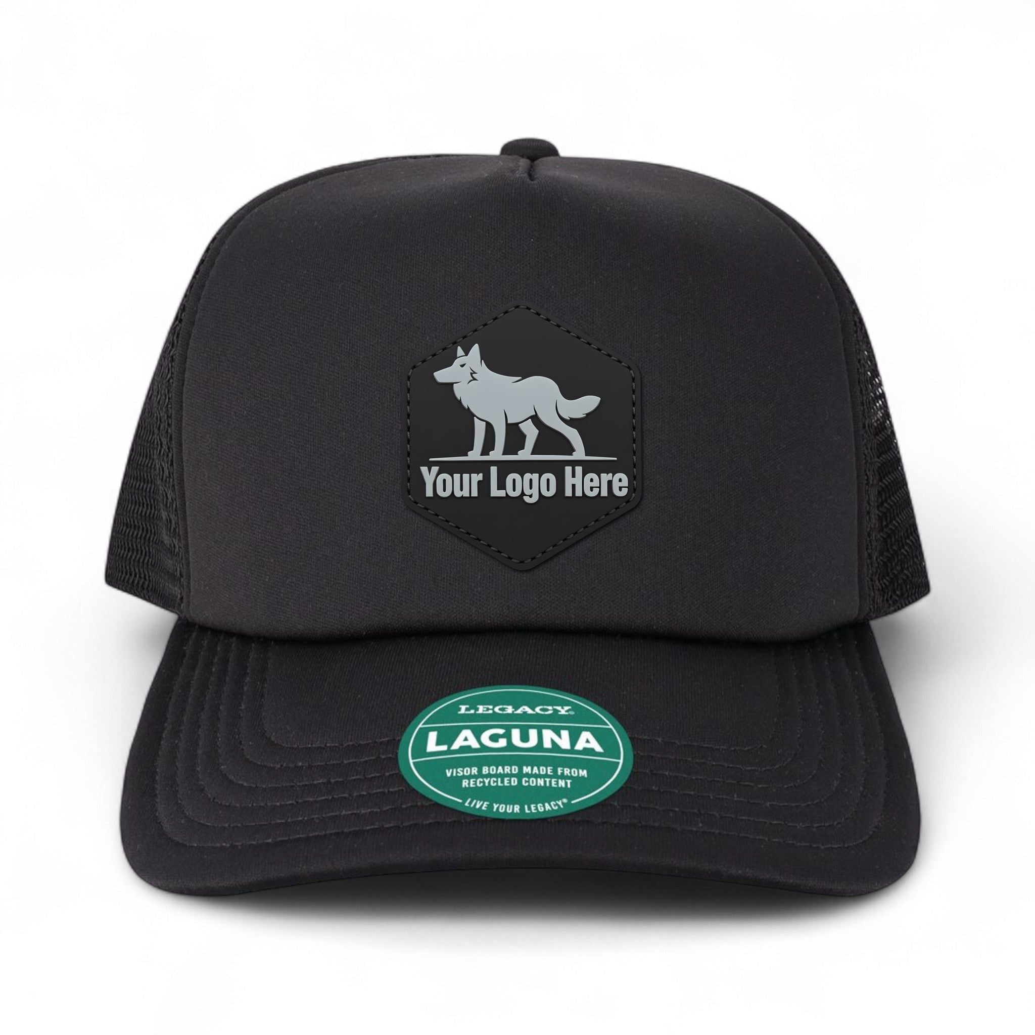 PVC patch preview of Legacy LTA custom hat in black