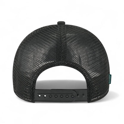 Back view of LEGACY MPS custom hat in black and black