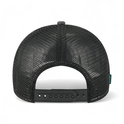 Back view of LEGACY MPS custom hat in black and camo