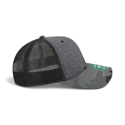 Right side view of Legacy MPS custom hat in black and camo