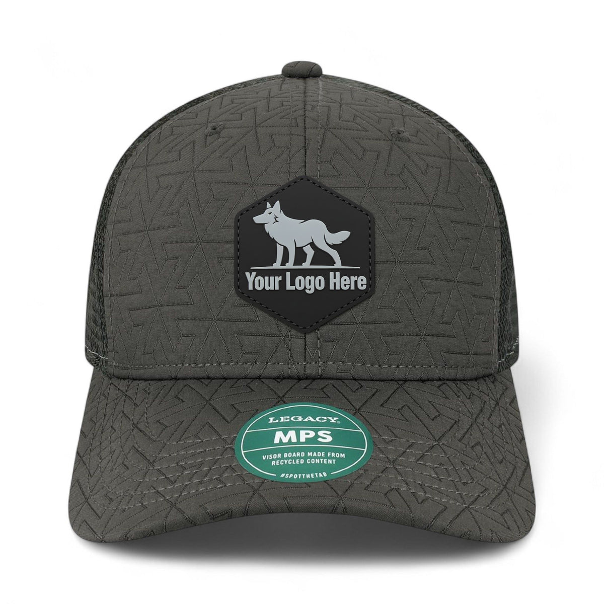 PVC patch preview of Legacy MPS custom hat in black z - quilted