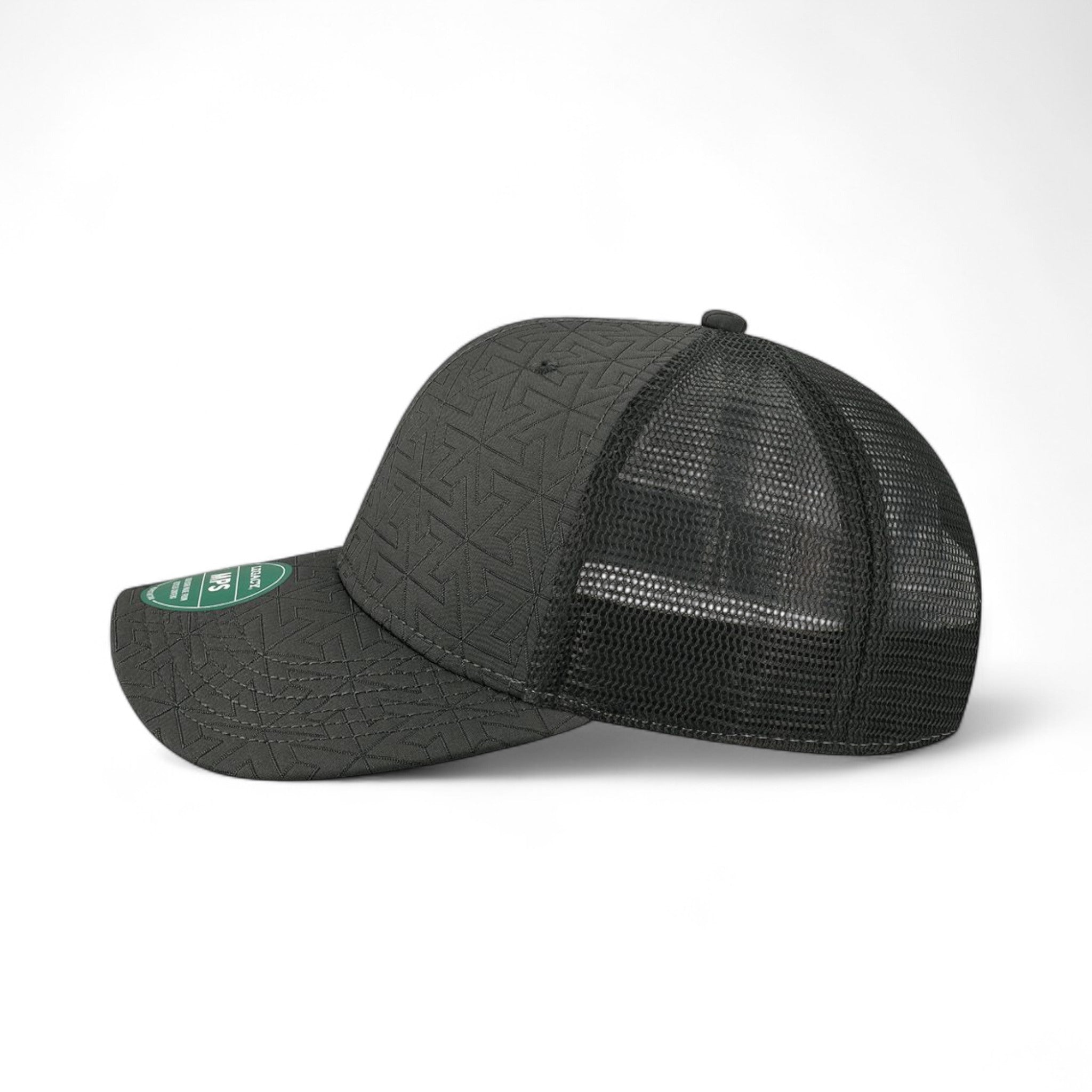 Left side view of Legacy MPS custom hat in black z - quilted