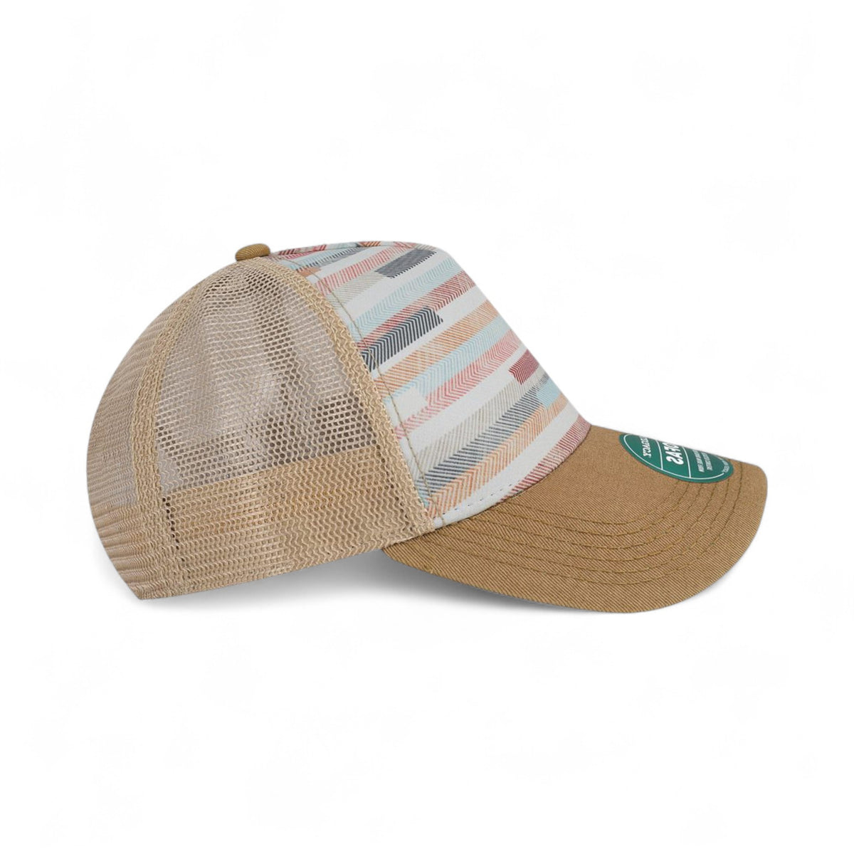 Right side view of Legacy OFAFP custom hat in fabric stripes