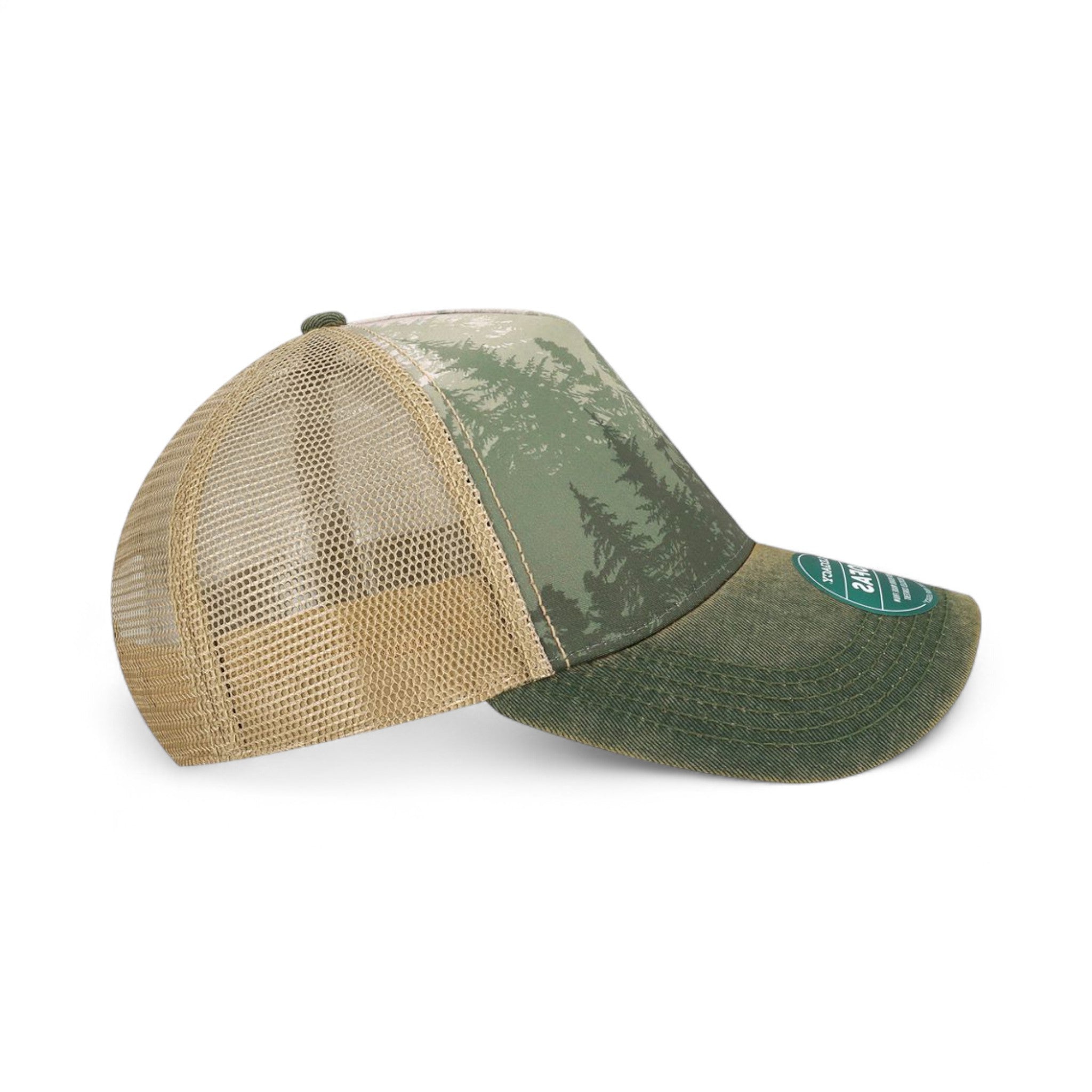 Right side view of Legacy OFAFP custom hat in deep forest