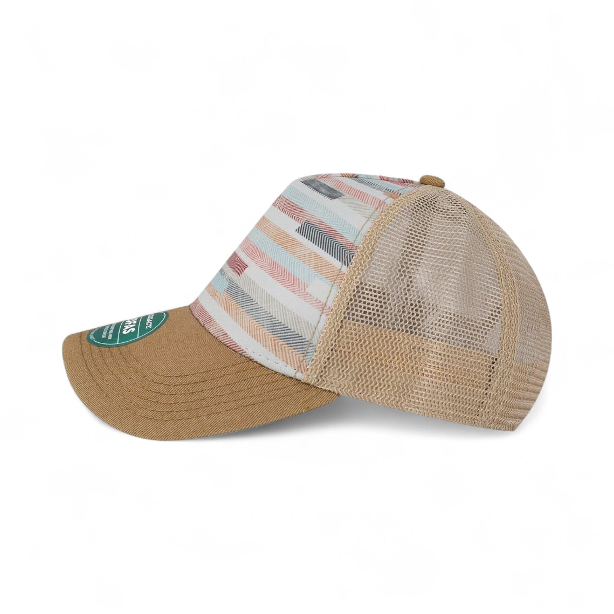 Left side view of Legacy OFAFP custom hat in fabric stripes