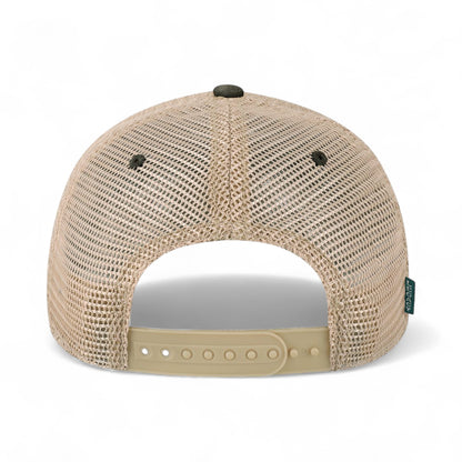 Back view of LEGACY OFAY custom hat in army camo and khaki