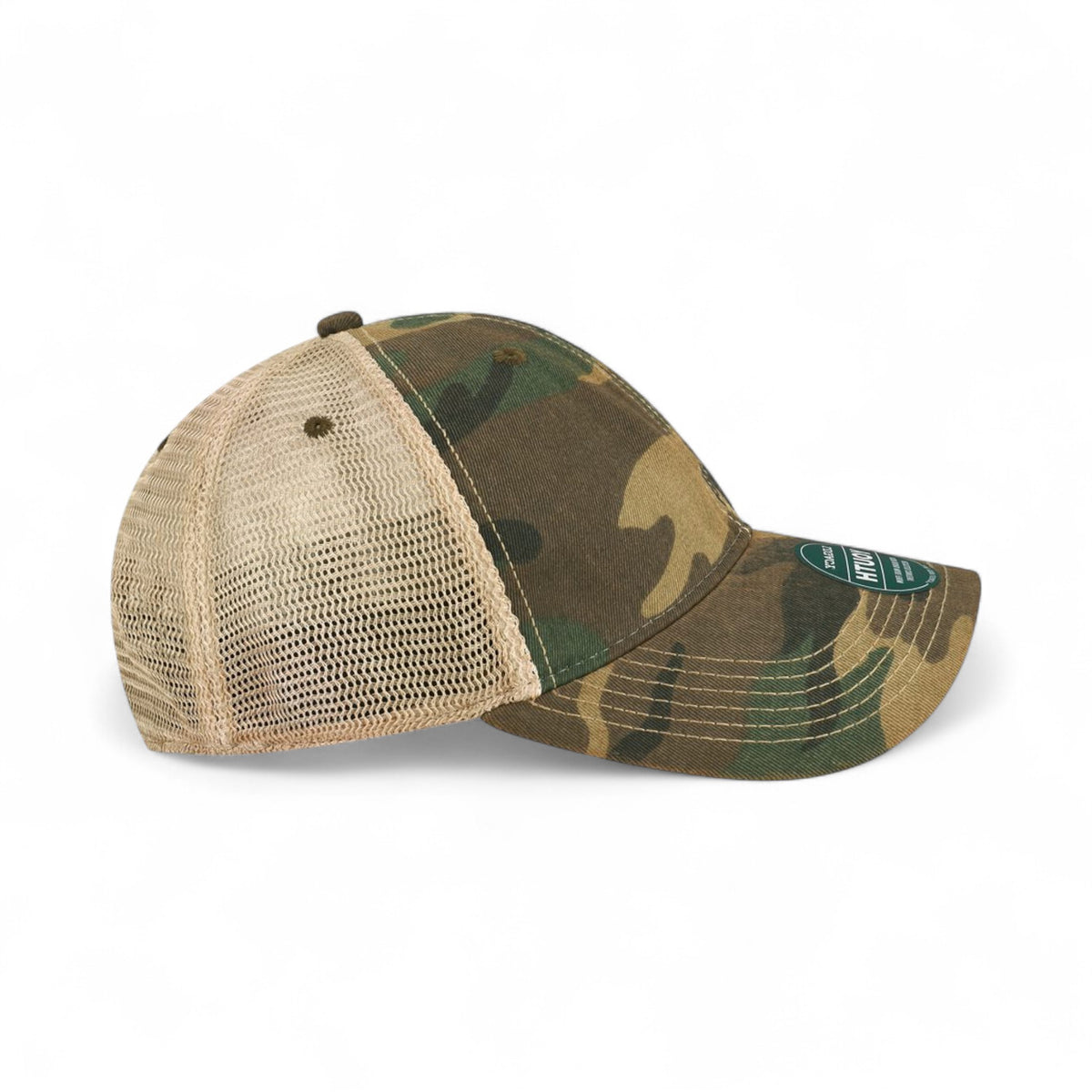 Right side view of Legacy OFAY custom hat in army camo and khaki