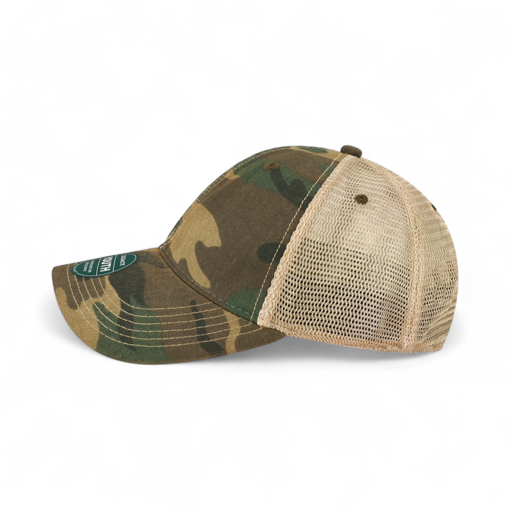 Left side view of Legacy OFAY custom hat in army camo and khaki