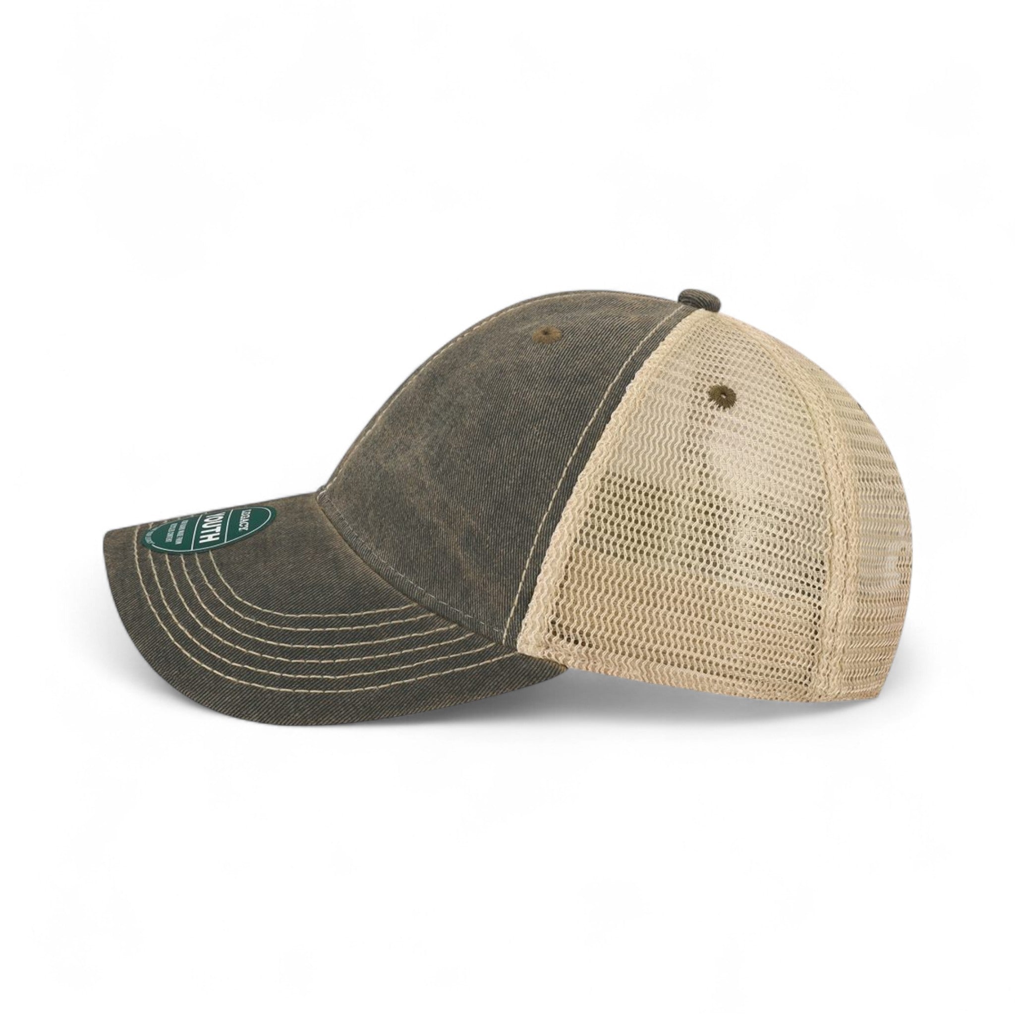 Left side view of Legacy OFAY custom hat in black and khaki