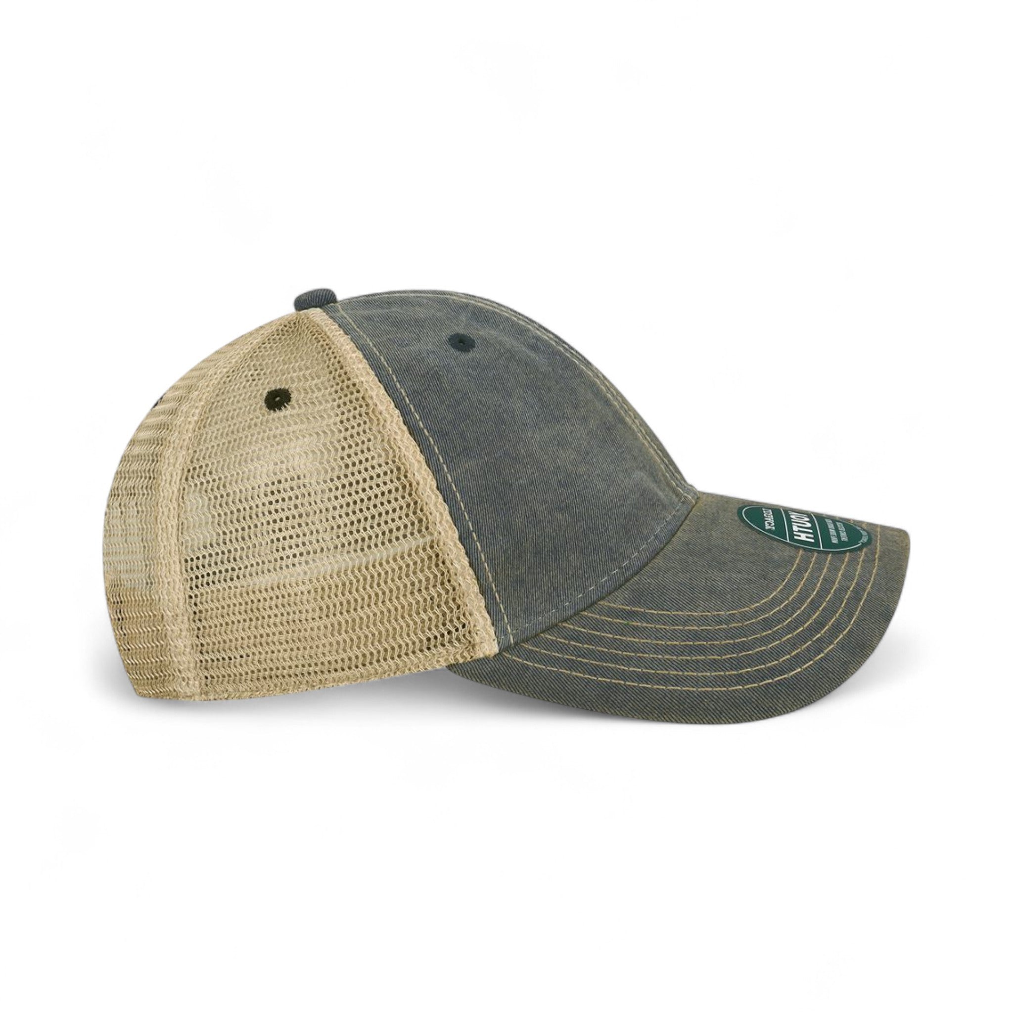 Right side view of Legacy OFAY custom hat in navy and khaki